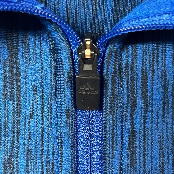 Adidas Top M Blue‎ Reflective Quarter Zip Hi Lo Thumbholes Climalite Athleisure - Picture 4 of 13